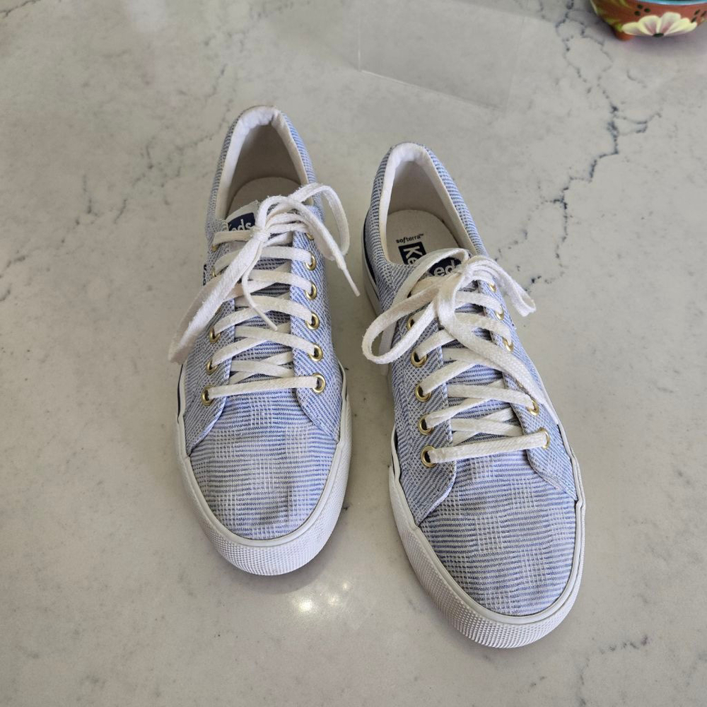 Women's Keds Jump Kick Duo Blue & White Platform Sneakers Size 8